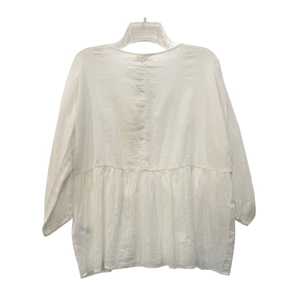 Soft Joie Ulyana White Cotton Gauze Tassel Babydoll Blouse Porcelain Medium - Picture 2 of 8